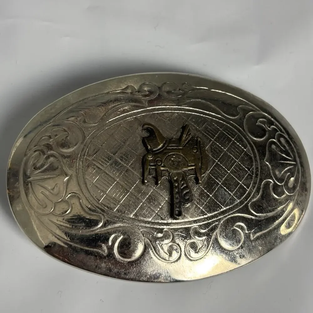Vintage Boys Cowboys Western Rodeo Horse Riding Belt Buckle Made In USA
